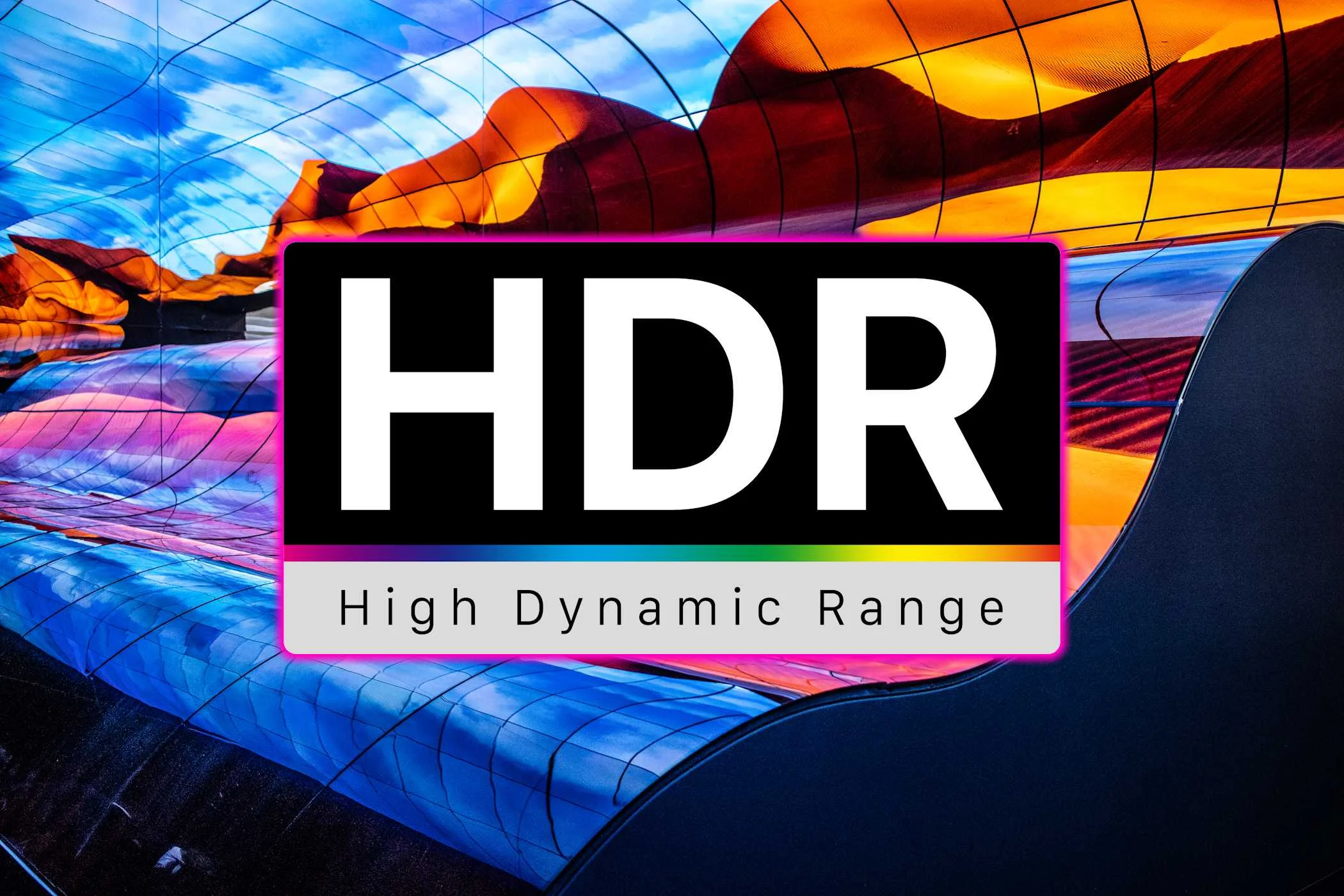 high dynamic range logo on hdr screen installation at ifa tech show.