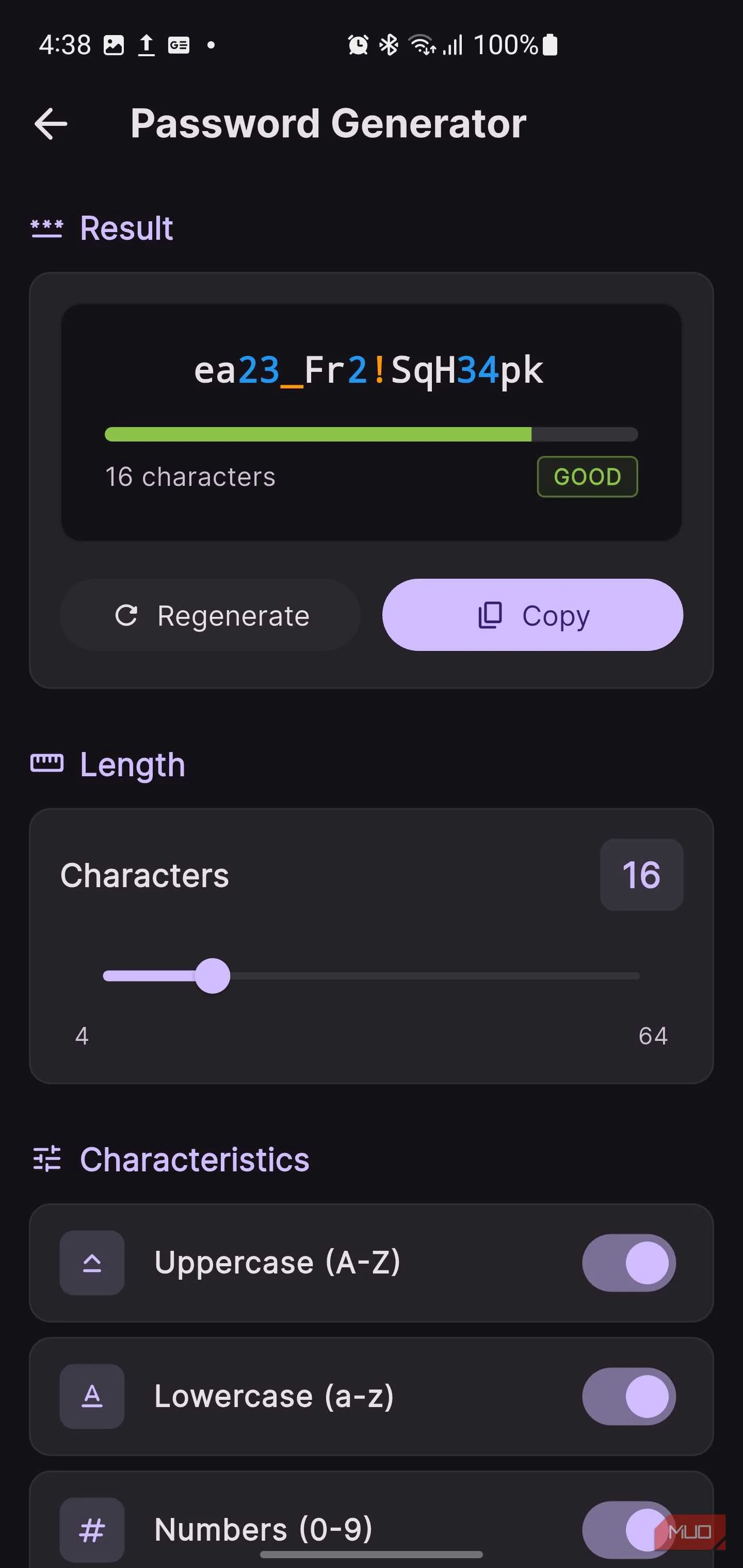 OmniTools Password Generator screen.