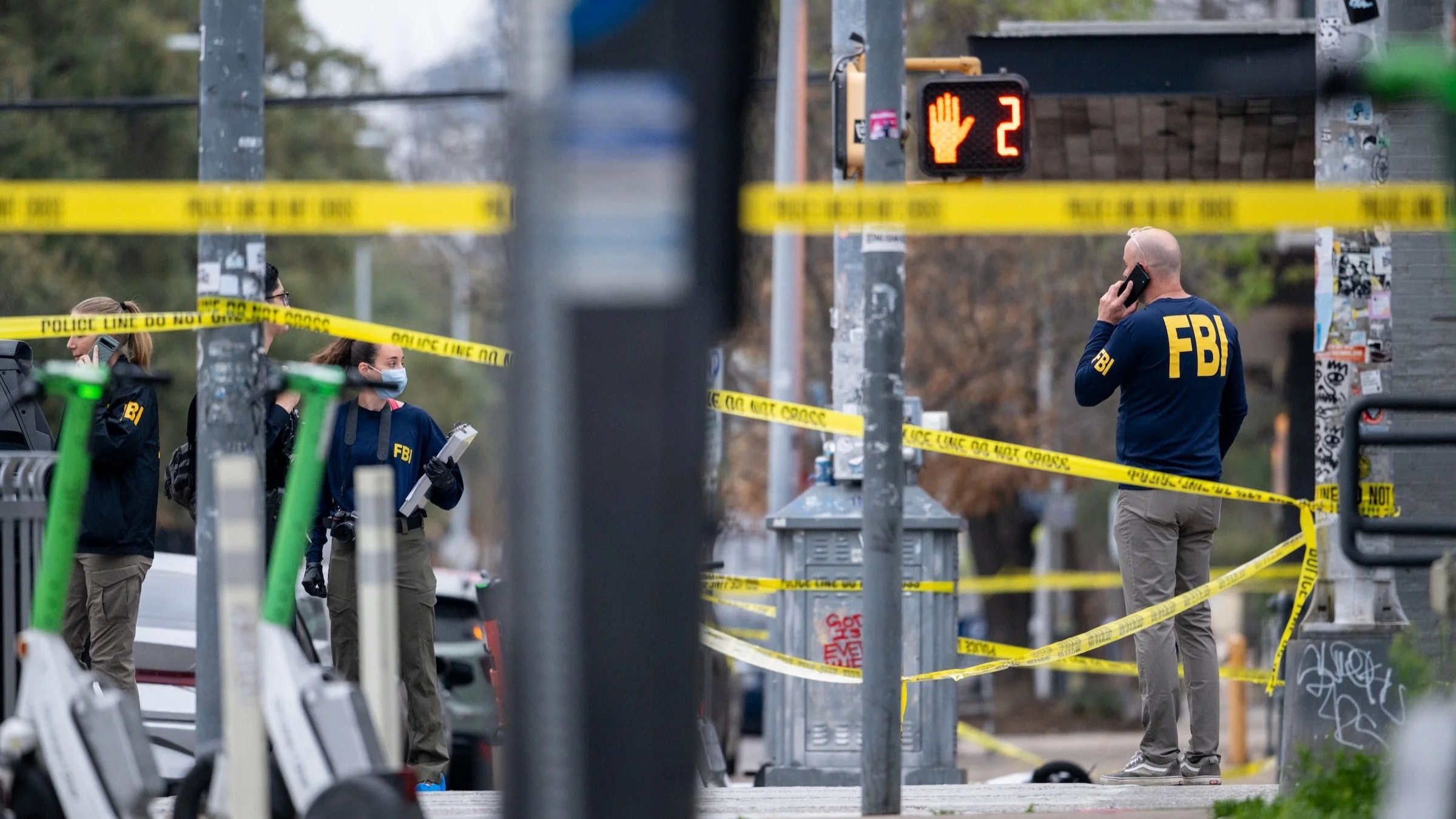 Members of the FBI on scene after a mass shooting in Austin, Texas in March 2026.