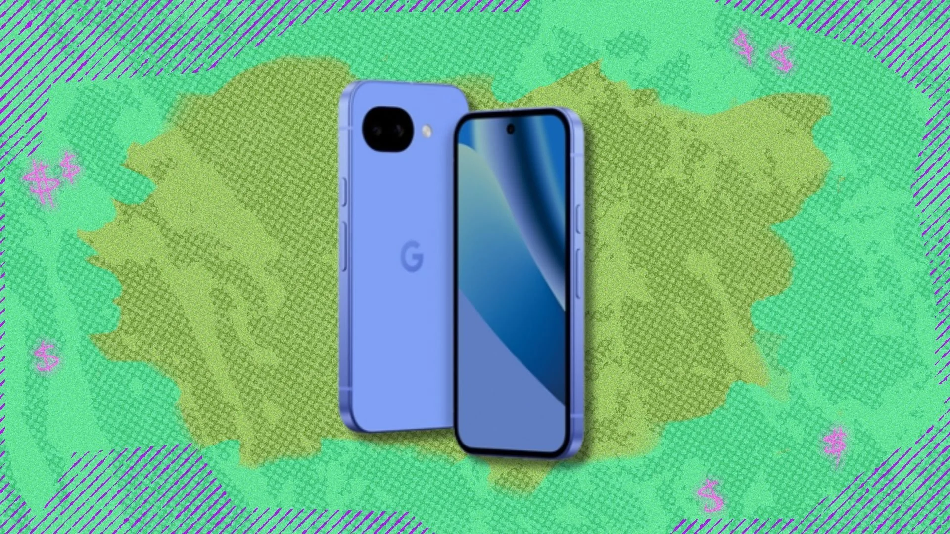 google pixel 10a against a green patterned background