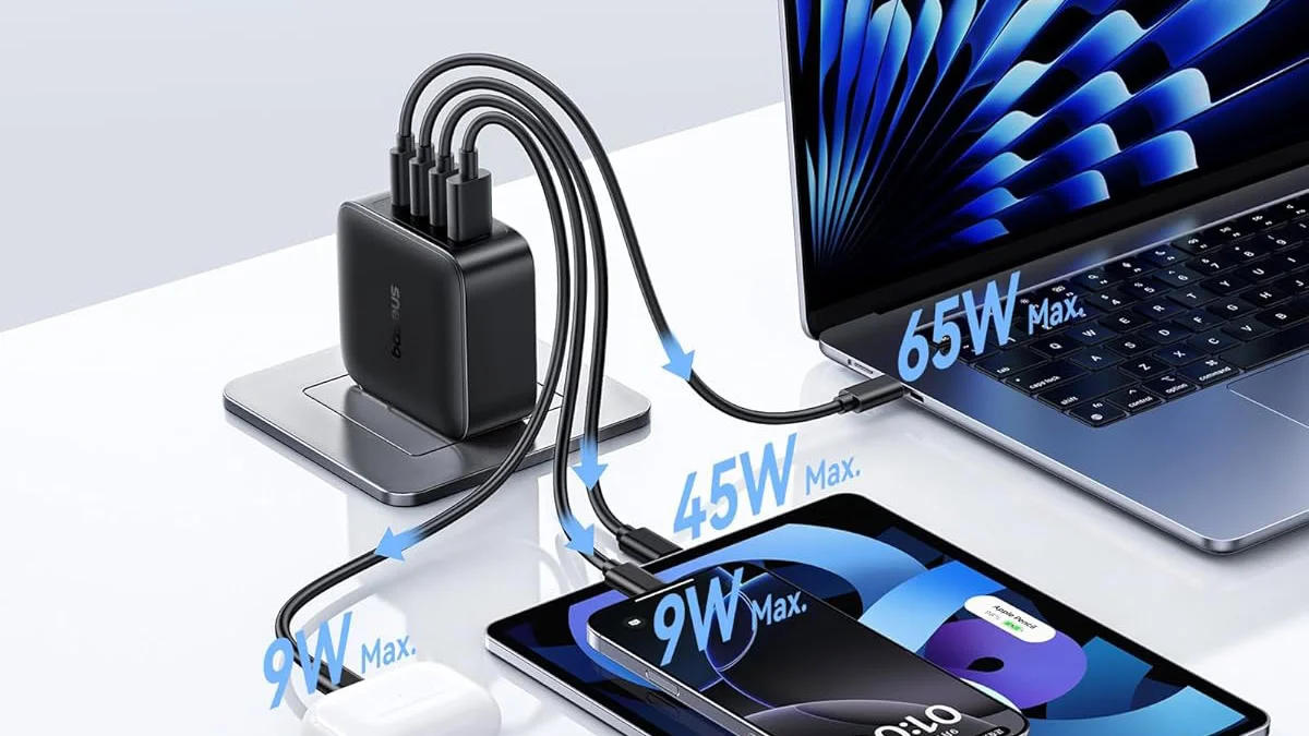 Baseus 140W USB C Charger charging multiple devices