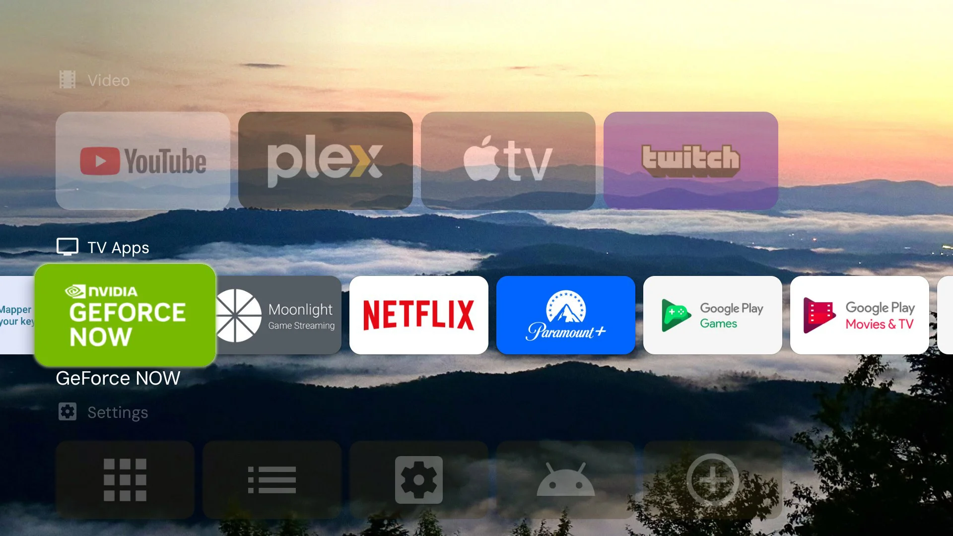 projectivy launcher home screen app list